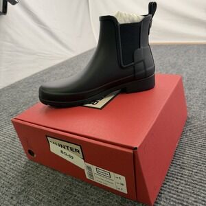 Hunter Refined Chelsea Rain Boot Women's 7 Matte Black Waterproof New In Box